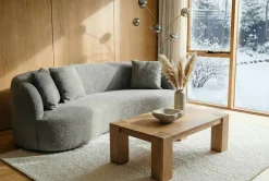 Massiver Couchtisch MAKASSAR 100cm natur Mangoholz cream finish einzigartige Maserung