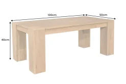 Massiver Couchtisch MAKASSAR 100cm natur Mangoholz cream finish einzigartige Maserung