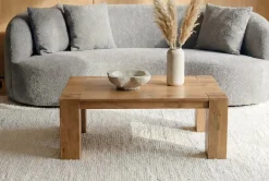 Massiver Couchtisch MAKASSAR 100cm natur Mangoholz cream finish einzigartige Maserung