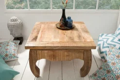 Massiver Couchtisch OPIUM ANTIQUE 60cm natur Mangoholz Beistelltisch