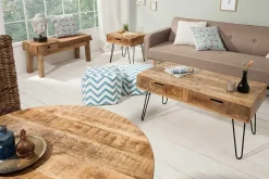 Massiver Couchtisch OPIUM ANTIQUE 60cm natur Mangoholz Beistelltisch