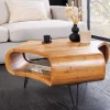 Massiver Couchtisch ORGANIC LIVING 90cm braun honey finish Akazienholz mit Stauraum