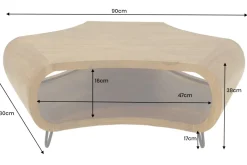 Massiver Couchtisch ORGANIC LIVING 90cm braun honey finish Akazienholz mit Stauraum
