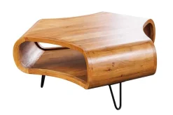 Massiver Couchtisch ORGANIC LIVING 90cm braun honey finish Akazienholz mit Stauraum