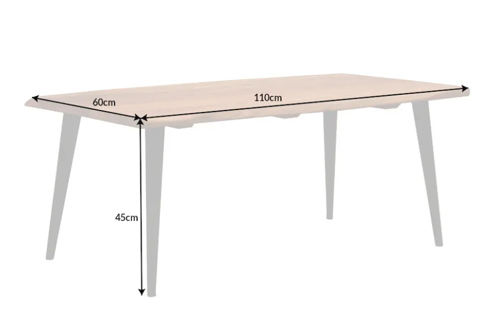 Massiver Couchtisch ORGANIC LIVING 110cm natur Akazienholz mit Baumkante