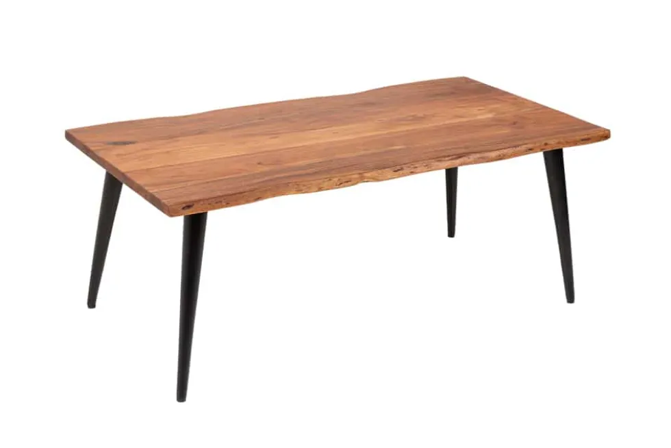Massiver Couchtisch ORGANIC LIVING 110cm natur Akazienholz mit Baumkante