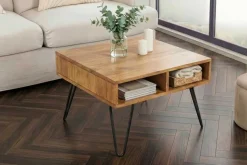 Massiver Couchtisch SCORPION 60cm braun honey finish Mangoholz mit Hairpin Legs