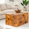 Massiver Couchtisch SQUARE 90cm Teakholz Würfel Handarbeit