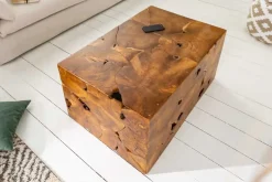 Massiver Couchtisch SQUARE 90cm Teakholz Würfel Handarbeit