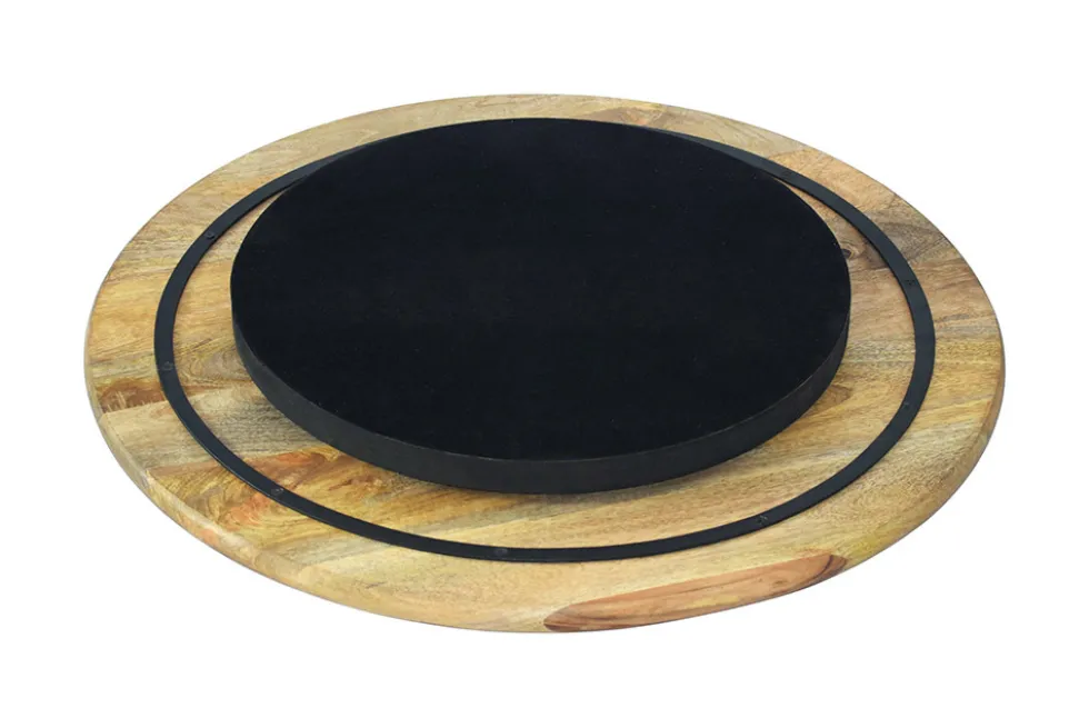 Massiver Drehteller SERVANT 60cm natur Mangoholz drehbare Servierplatte rund