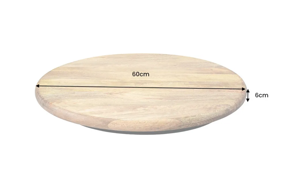 Massiver Drehteller SERVANT 60cm natur Mangoholz drehbare Servierplatte rund