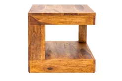 Massiver Edelholz Couchtisch GIANT 45cm braun Sheesham stone finish mit Ablage