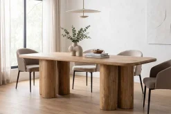 Massiver Esstisch ART DECO 240cm natur Mangoholz mit Säulenfüßen