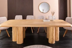 Massiver Esstisch ART DECO 240cm natur Mangoholz mit Säulenfüßen