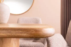 Massiver Esstisch ART DECO 240cm natur Mangoholz mit Säulenfüßen