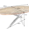 Massiver Esstisch BARRACUDA 220cm braun Teakholz silber Sterngestell Glasplatte