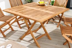 Massiver Esstisch EMPIRE TEAK 100cm natur Teakholz klappbar