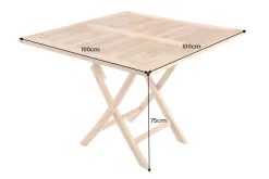 Massiver Esstisch EMPIRE TEAK 100cm natur Teakholz klappbar