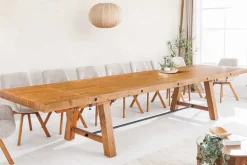Massiver Esstisch FINCA 300-400cm vintage braun verlängerbar recyceltes Pinienholz
