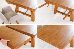 Massiver Esstisch FINCA 300-400cm vintage braun verlängerbar recyceltes Pinienholz