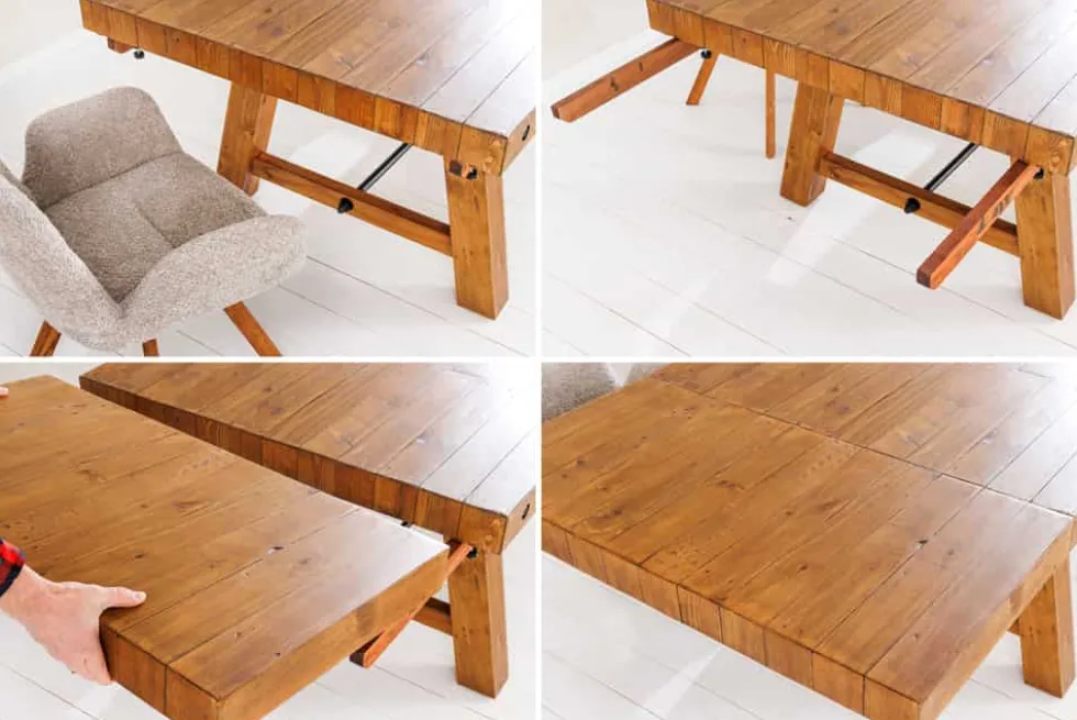 Massiver Esstisch FINCA 300-400cm vintage braun verlängerbar recyceltes Pinienholz