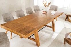 Massiver Esstisch FINCA 165-240cm vintage braun verlängerbar recyceltes Pinienholz