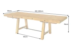 Massiver Esstisch FINCA 165-240cm vintage braun verlängerbar recyceltes Pinienholz