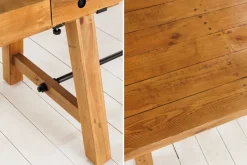 Massiver Esstisch FINCA 165-240cm vintage braun verlängerbar recyceltes Pinienholz