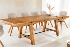 Massiver Esstisch FINCA 165-240cm vintage braun verlängerbar recyceltes Pinienholz