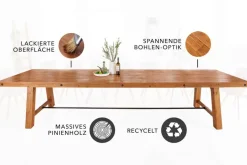 Massiver Esstisch FINCA 400cm vintage braun recyceltes Pinienholz