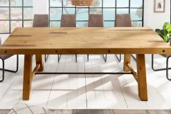 Massiver Esstisch FINCA 240cm vintage braun recyceltes Pinienholz Industrial Design