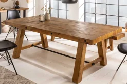 Massiver Esstisch FINCA 165cm vintage braun recyceltes Pinienholz Industrial Design