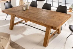 Massiver Esstisch FINCA 165cm vintage braun recyceltes Pinienholz Industrial Design