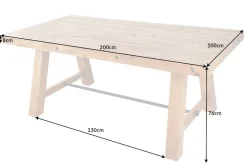 Massiver Esstisch FINCA 200cm vintage braun recyceltes Pinienholz Industrial Design