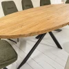 Massiver Esstisch GALAXIE 240cm braun Mangoholz oval schwarz Eisen Sterngestell