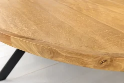 Massiver Esstisch GALAXIE 240cm braun Mangoholz oval schwarz Eisen Sterngestell