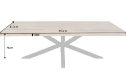 Massiver Esstisch GALAXIE 240cm vintage braun recyceltes Pinienholz schwarzes Stahlgestell