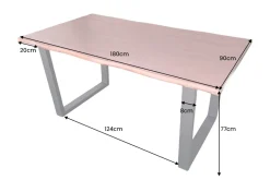 Massiver Esstisch GENESIS 180cm braun Akazienholz Baumkante Eisengestell Industrial