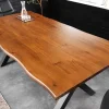 Massiver Esstisch GENESIS 200cm braun Akazienholz schwarz X-Gestell Baumkante