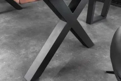 Massiver Esstisch GENESIS 200cm braun Akazienholz schwarz X-Gestell Baumkante