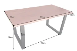 Massiver Esstisch GENESIS 160cm braun Akazienholz Baumkante Eisengestell Industrial