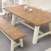 Massiver Esstisch HAMPTONS 200cm hellbraun creme Pinienholz