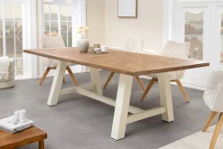 Massiver Esstisch HAMPTONS 200cm hellbraun creme Pinienholz