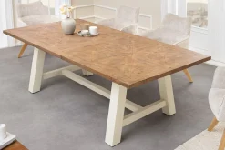 Massiver Esstisch HAMPTONS 200cm hellbraun creme Pinienholz