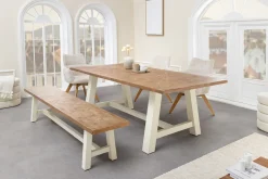 Massiver Esstisch HAMPTONS 200cm hellbraun creme Pinienholz