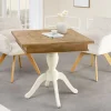 Massiver Esstisch HAMPTONS 70cm hellbraun creme recycelte Pinie Bistrotisch