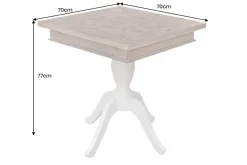 Massiver Esstisch HAMPTONS 70cm hellbraun creme recycelte Pinie Bistrotisch