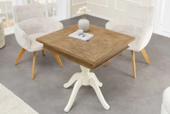 Massiver Esstisch HAMPTONS 70cm hellbraun creme recycelte Pinie Bistrotisch
