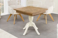 Massiver Esstisch HAMPTONS 70cm hellbraun creme recycelte Pinie Bistrotisch