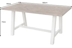 Massiver Esstisch HAMPTONS 165cm hellbraun creme Pinienholz